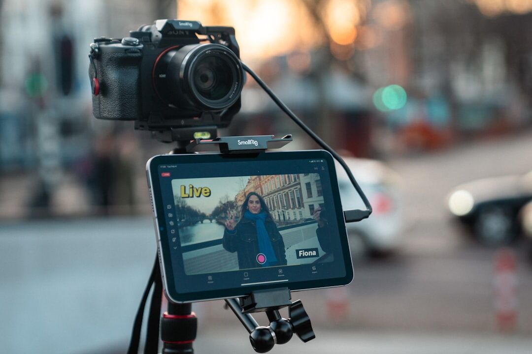 Microphone and camera set up for an outdoor interview